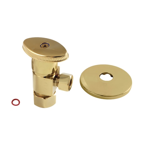 Kingston Brass 5/8"O.D x 3/8" O.D Anti-Seize Deluxe Quarter Turn Ceramic Hardisc Cartridge Angle Stop, Polished Brs CD53302VAK